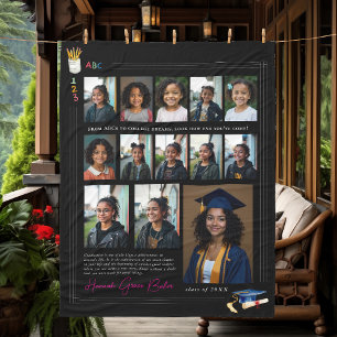 Kindergarten to Senior Year Keepsake School Photos Fleece Blanket