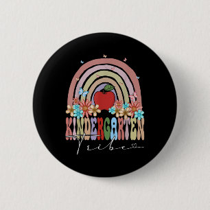 Kindergarten Tribe Back To School Rainbow Groovy F 6 Cm Round Badge