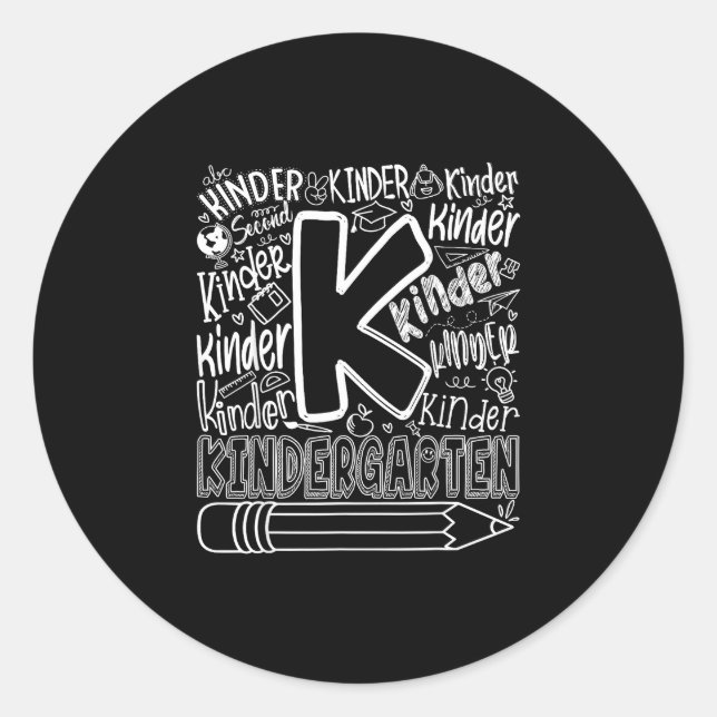 Kindergarten typography team back to school classic round sticker (Front)