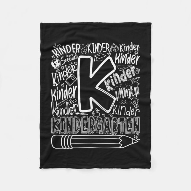 Kindergarten typography team back to school fleece blanket (Front)