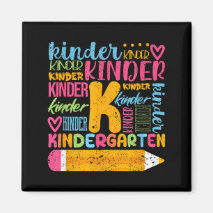 Kindergarten Typography Team Kinder Teacher Back Magnet