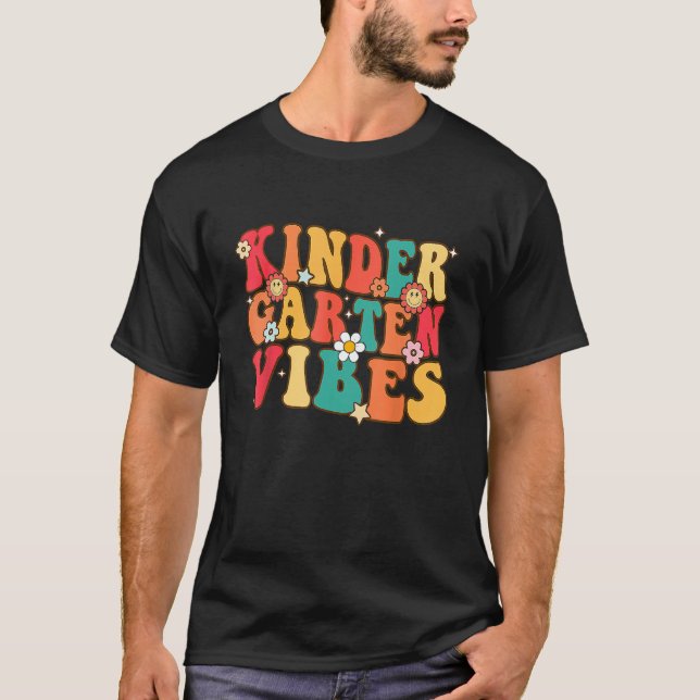 Kindergarten Vibes Kinder Crew Retro First Day Of  T-Shirt (Front)