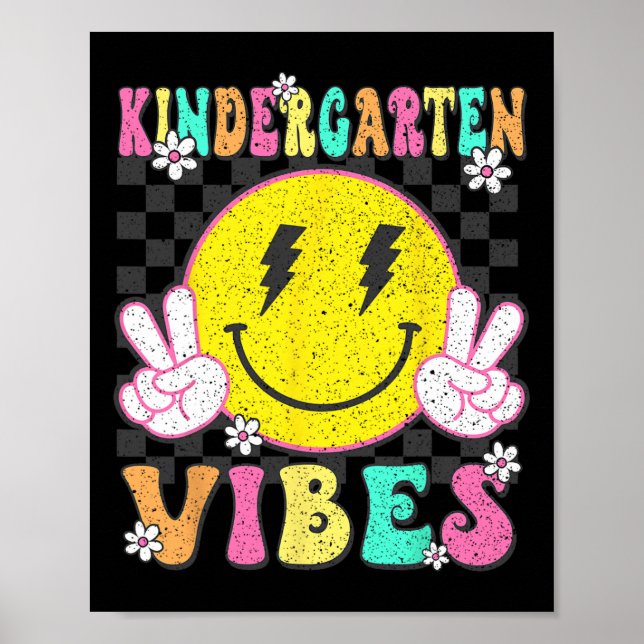 Kindergarten Vibes Smile Face Back To School Teach Poster (Front)