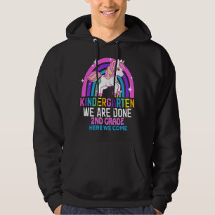 Kindergarten We Are Done 2nd Grade Unicorn Graduat Hoodie