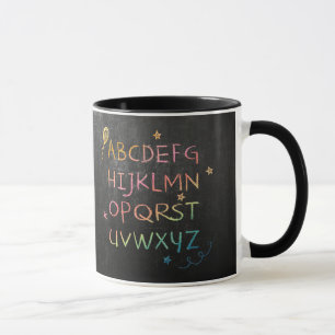 Kindertasse - ABC Sterne bunt - Tafel Kreide Mug