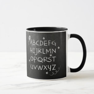 Kindertasse - ABC Sterne weiß - Tafel Kreide Mug