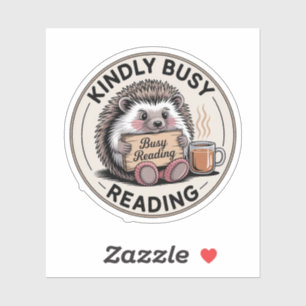 Kindly Busy Reading — Hedgehog Badge
