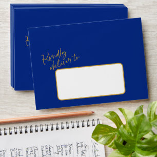 "Kindly deliver to" Blue Yellow Script Graduation Envelope