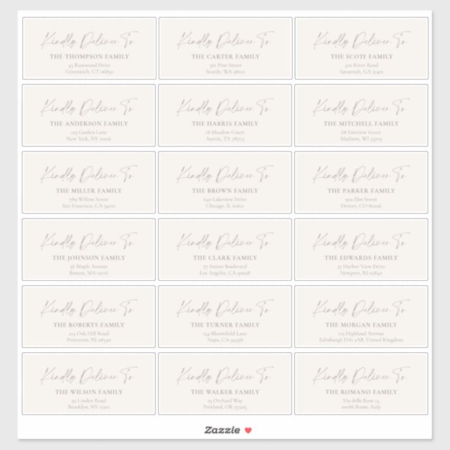 Kindly Deliver To Guest address stickers (Sheet)