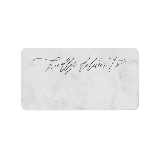 Kindly Deliver To Modern Calligraphy Script Marble Label (Front)