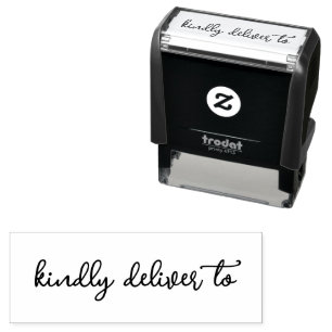 Kindly Deliver To Script Word Art Rubber Stamp