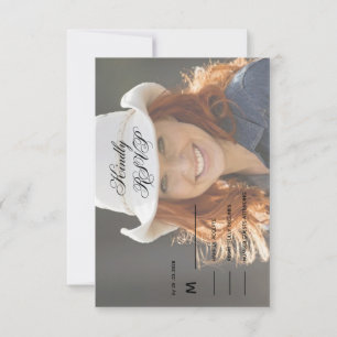 kindly replay cowboy photo elegant modern RSVP card