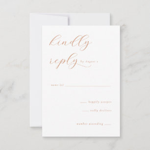 Kindly Reply Elegant Beige Minimalist RSVP Card