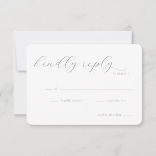 Kindly Reply Elegant Gray Minimalist RSVP Card