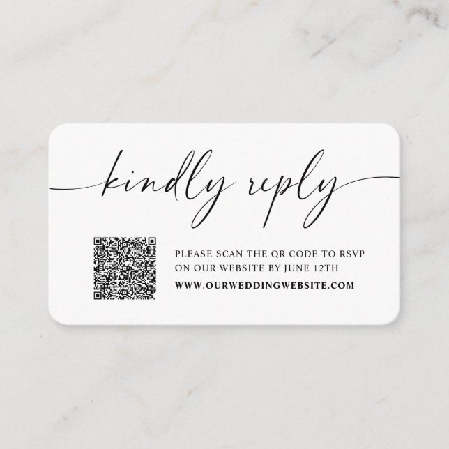Kindly Reply Minimalist Wedding RSVP Enclosure Card (Front)