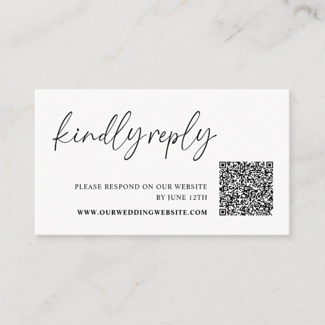 Kindly Reply Minimalist Wedding RSVP Enclosure Card (Front)