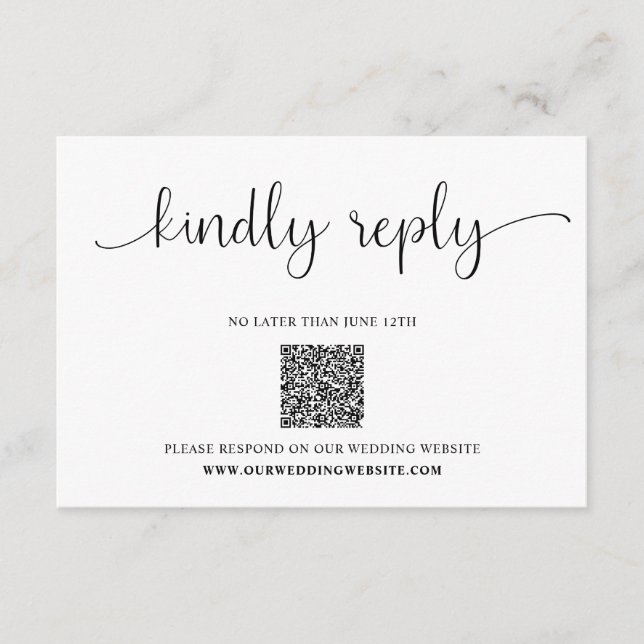 Kindly Reply Minimalist Wedding RSVP Enclosure Card (Front)