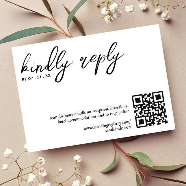 Kindly Reply QR Code Simple White Wedding RSVP (Kindly Reply QR Code Simple White Wedding RSVP)