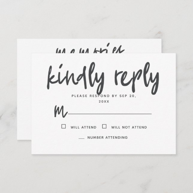 Kindly Reply Simple Modern Memories Memorial RSVP Card (Front/Back)