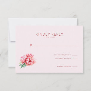 KINDLY REPLY Vintage Pink Floral Minimalist RSVP Card