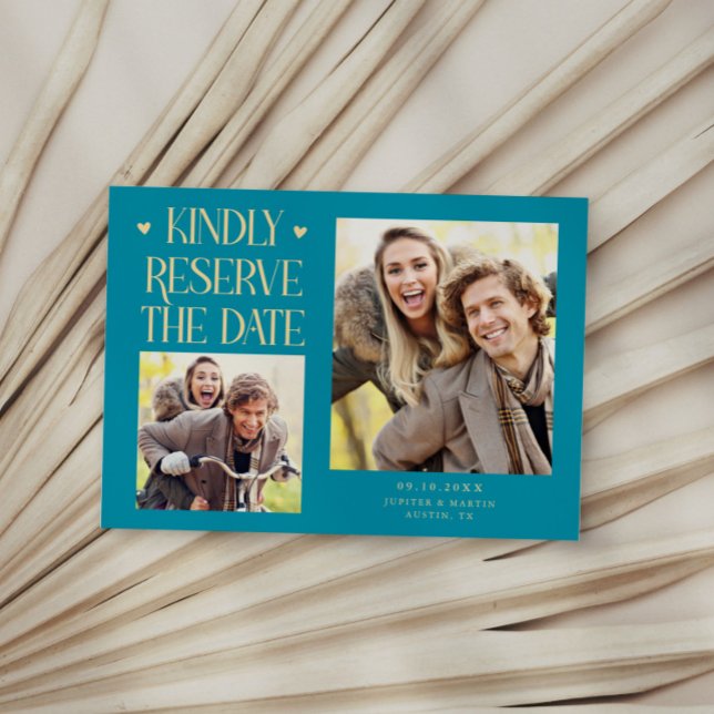 Kindly Reserve 2-Photo Aqua Wedding Save The Date (Creator Uploaded)