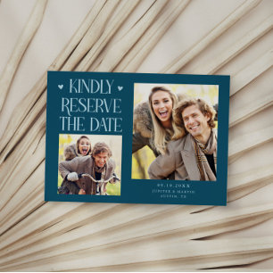 Kindly Reserve 2-Photo Teal Wedding Save The Date