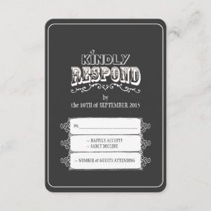 Kindly Respond Chalkboard Style Wedding RSVP Card