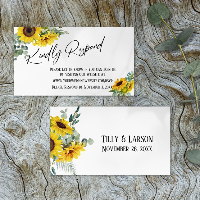 Kindly Respond Handwriting Sunflower & Eucalyptus Enclosure Card (Creator Uploaded)