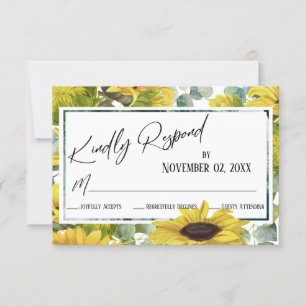 Kindly Respond Sunflower & Eucalyptus Border RSVP Card