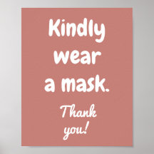 Kindly Wear a Mask Cinnamon Rose Poster