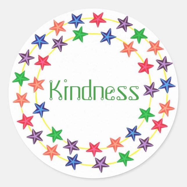 Kindness, Affirmation stickers with colourful star (Front)