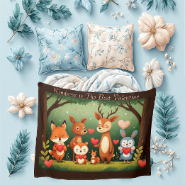 Kindness Best Valentine Woodland Animals Nursery  Fleece Blanket