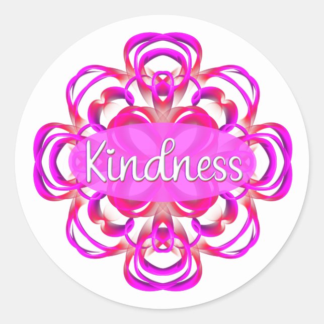 Kindness in Pink Classic Round Sticker (Front)