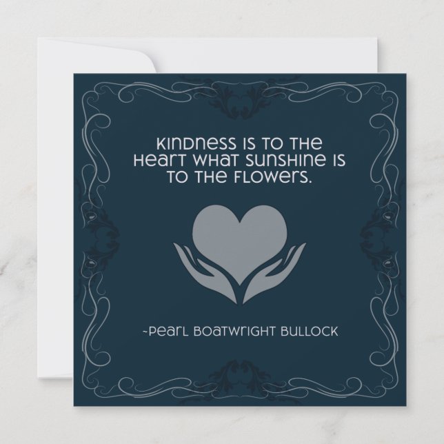 Kindness Inspirational Note Card in Blue (Front)