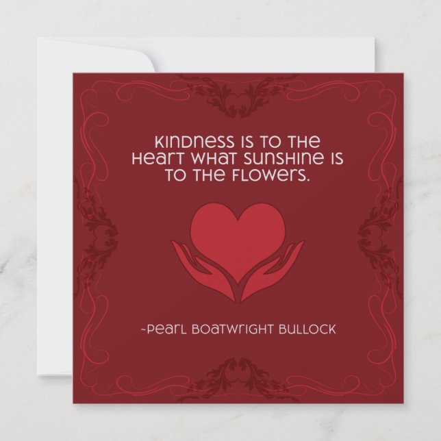 Kindness Inspirational Note Card in Red (Front)