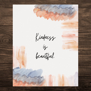 "Kindness is Beautiful" Motivational Watercolor Poster