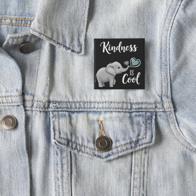 Kindness Is Cool Elephant 15 Cm Square Badge (In Situ)