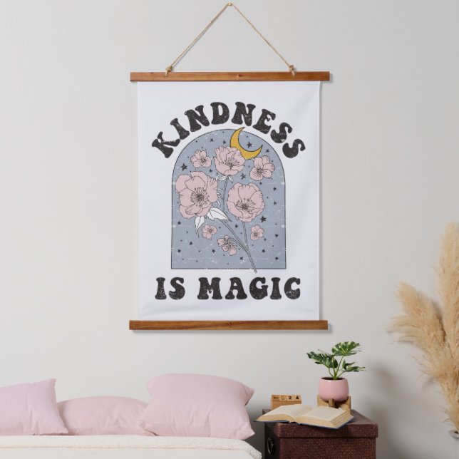 Kindness is Magic Vintage Flowers Hanging Tapestry (Bedroom)