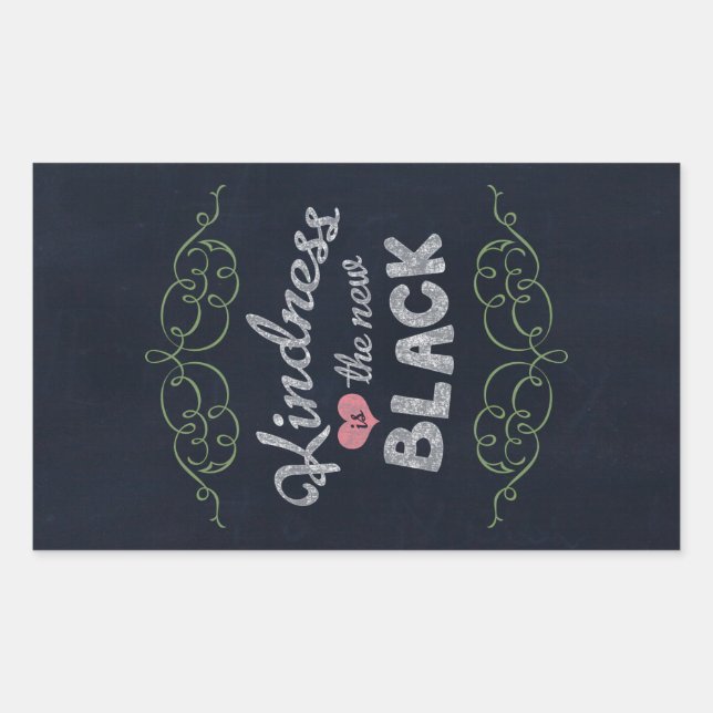 Kindness is the New Black Inspirational Rectangular Sticker (Front)