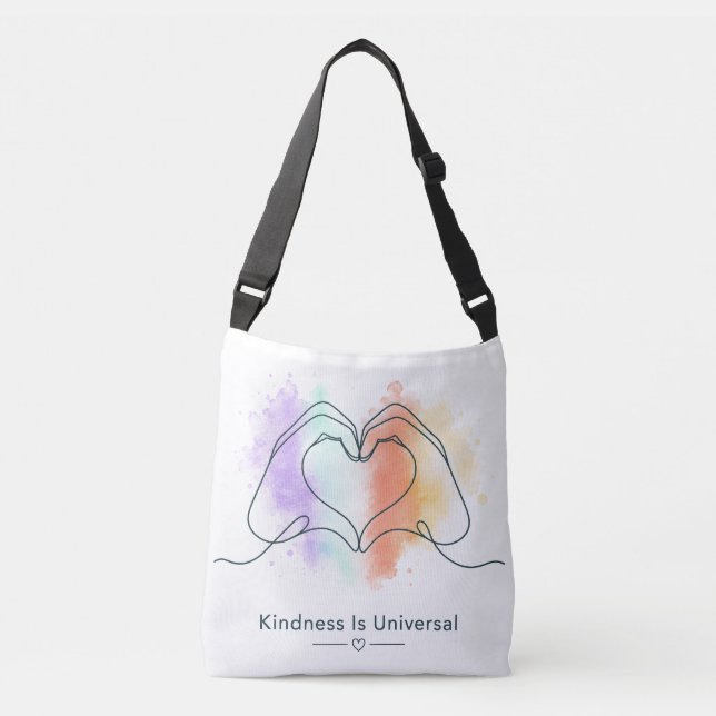 Kindness Is Universal Pride Heart Design Crossbody Bag (Front)