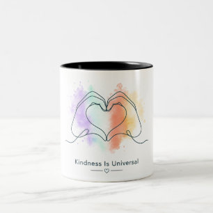 Kindness Is Universal Pride Heart Design Two-Tone Coffee Mug