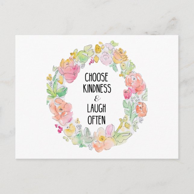 Kindness & Laughter Inspirational Floral Postcard (Front)