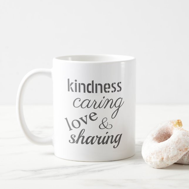 Kindness Love Grey Uplifting Positive Coffee Mug (With Donut)