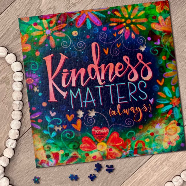 Kindness Matters Pretty Floral Fun Inspirivity Jigsaw Puzzle (Creator Uploaded)