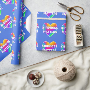 Kindness Matters Rainbow Heart Wrapping Paper