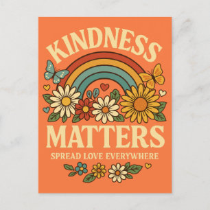 Kindness Matters Retro Rainbow Art Holiday Postcard