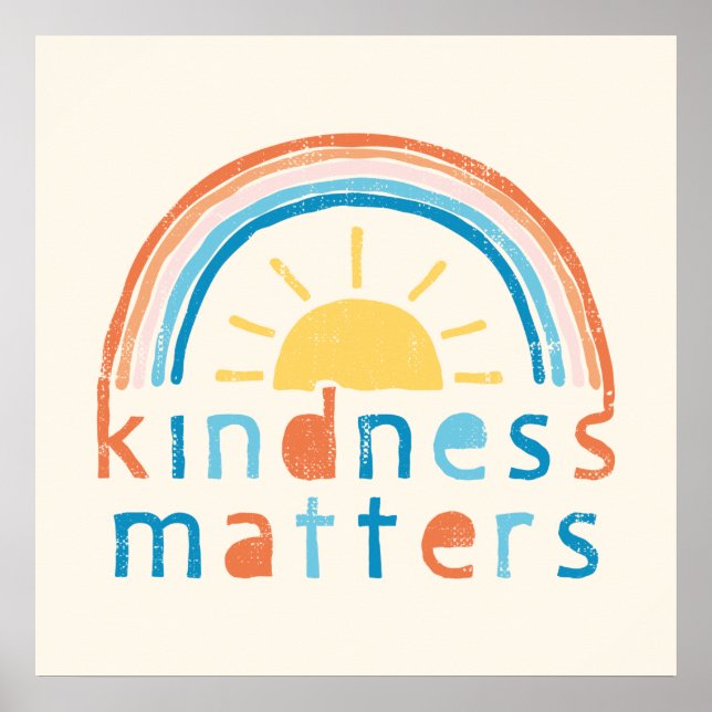 Kindness Matters. Typography Design with Rainbow Poster (Front)