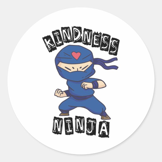 Kindness Ninja, Fight against Bullying Classic Round Sticker (Front)