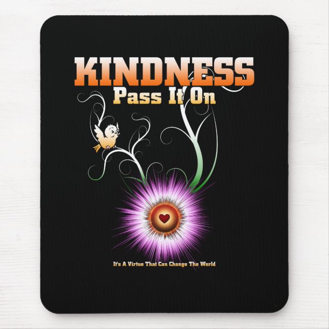 KINDNESS - Pass It On Starburst Heart Mouse Pad (Front)