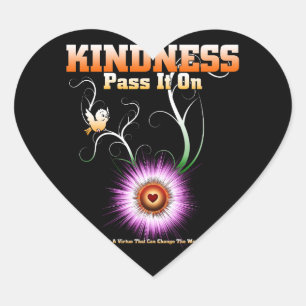 KINDNESS - Pass It On Starburst Heart Sticker